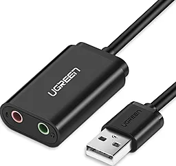 Внешняя звуковая карта Ugreen US205 USB - 2x3.5mm 0.15м чёрный (30724) - фото Внешняя звуковая карта Ugreen US205 USB - 2x3.5mm 0.15м чёрный (30724)