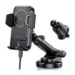 Держатель с беспроводной зарядкой, магнитный Borofone BH217 Colby smart fast wireless charging Black - фото Держатель с беспроводной зарядкой, магнитный Borofone BH217 Colby smart fast wireless charging Black