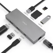 Vava 8-in-1 with Gigabit Ethernet/USB-C/HDMI/Card Reader/USB 3.0 Grey (VA-UC008) - мініатюра 2