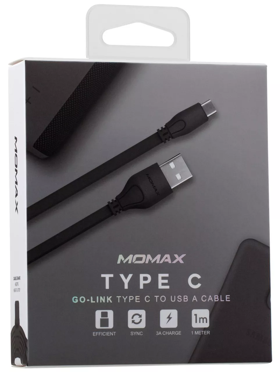 Кабель Momax Go Link USB-A - Type-C 12w 2.4a 1м cable Black (DTA7D) - фото 6