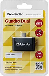 USB хаб Defender Quadro Dual Black (83207) - миниатюра 3