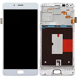 Дисплей OnePlus 3, 3T (A3000, A3003) з тачскріном і рамкою, оригінал, White