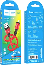 Кабель Hoco X85 Strength USB-A - Lightning 12w 2.4a 1м cable Red - мініатюра 4 Кабель Hoco X85 Strength USB-A - Lightning 12w 2.4a 1м cable Red - мініатюра 4