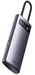 Мультипортовый USB Type-C хаб Baseus Gleam Series 4-in-1 gray (WKWG070013) - фото Мультипортовый USB Type-C хаб Baseus Gleam Series 4-in-1 gray (WKWG070013)