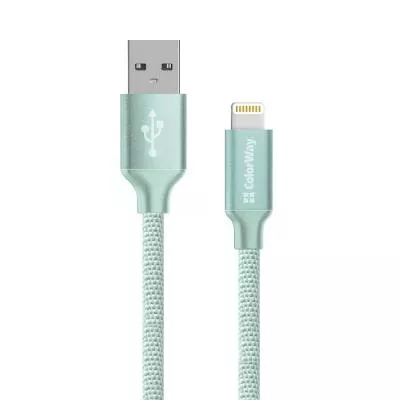 Кабель ColorWay USB-A - Lightning 12w 2.4a 2м cable Mint (CW-CBUL007-MT) - фото 1