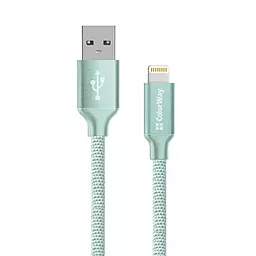 Кабель ColorWay USB-A - Lightning 12w 2.4a 2м cable Mint (CW-CBUL007-MT) - фото Кабель ColorWay USB-A - Lightning 12w 2.4a 2м cable Mint (CW-CBUL007-MT)