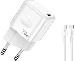Мережевий зарядний пристрій Jellico C86 20w PD USB-C home charger + USB-C to USB-C cable white - фото Мережевий зарядний пристрій Jellico C86 20w PD USB-C home charger + USB-C to USB-C cable white