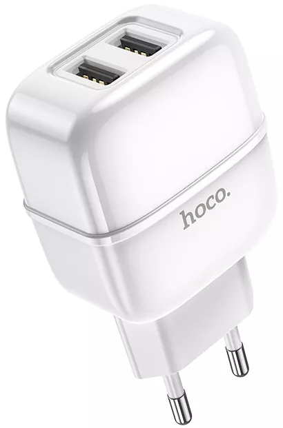 Сетевое зарядное устройство Hoco C77A 2.4a 2xUSB-A ports charger + Lightning cable white - фото 4