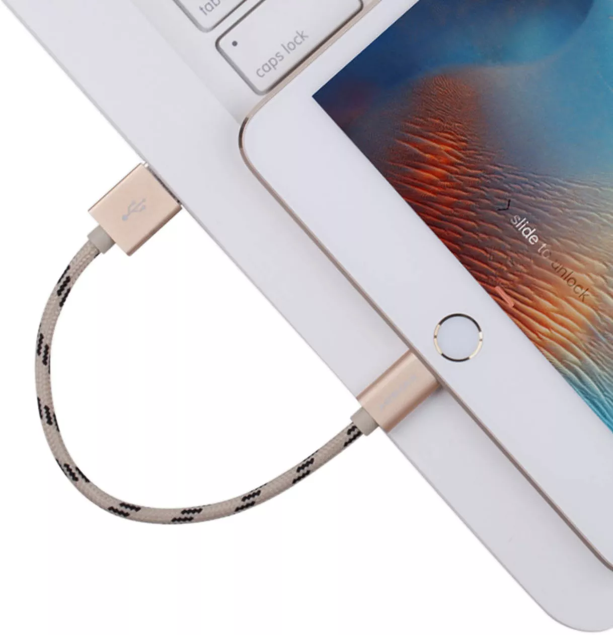 Кабель Momax Elit Link USB-A - Lightning 12w 2.4a 0.18м cable Gold (DL5AL) - фото 5