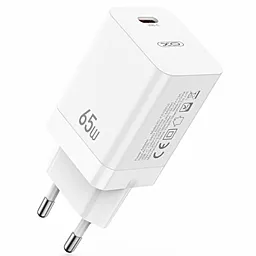 Мережевий зарядний пристрій XO CE10 65w GaN PD USB-C fast charger white