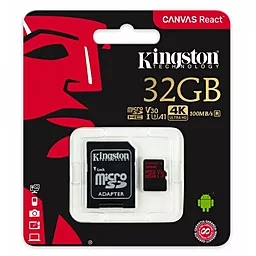 Карта пам'яті Kingston microSDHC 32GB Class 10 UHS-I U3 V30 A1 + SD-адаптер (SDCR/32GB) - мініатюра 2