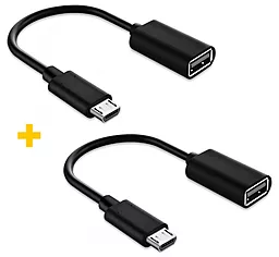 Адаптер-перехідник XoKo AC-130 M-F micro USB -> USB-A 2шт Black (XK-AC130-BK2)