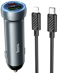 Автомобільний зарядний пристрій Hoco Z54A 48w PD USB-C/USB-A ports car charger + USB-C to Lightning cable metal/grey - фото Автомобільний зарядний пристрій Hoco Z54A 48w PD USB-C/USB-A ports car charger + USB-C to Lightning cable metal/grey