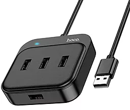 USB хаб Hoco HB31 Easy 4-in-1 4xUSB2.0 1.2m Hub black - фото USB хаб Hoco HB31 Easy 4-in-1 4xUSB2.0 1.2m Hub black