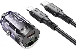 Автомобильное зарядное устройство Borofone BZ29A Talented 36w PD USB-C/USB-A ports car charger + USB-C to Lightning cable transparent purple - фото Автомобильное зарядное устройство Borofone BZ29A Talented 36w PD USB-C/USB-A ports car charger + USB-C to Lightning cable transparent purple