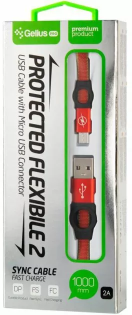 Кабель Gelius Pro Flexible 2 USB-A - micro USB 10w 1м cable Red (GP-UC07m) - фото 2