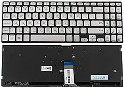 Клавіатура для ноутбуку Asus X530 series з підсвіткою клавіш без рамки Silver