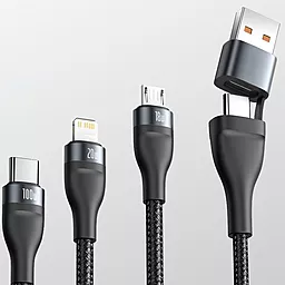 Універсальний кабель Baseus Flash 6-in-1 USB-A/Type-C to Type-C/Lightning/micro USB 100w 5a 1.2м PD сable Black (CA2T3-G1) - мініатюра 4 Універсальний кабель Baseus Flash 6-in-1 USB-A/Type-C to Type-C/Lightning/micro USB 100w 5a 1.2м PD сable Black (CA2T3-G1) - мініатюра 4