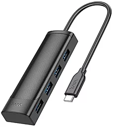 USB Type-C хаб Hoco HB-41 Easy safety 4-in-1 black - фото USB Type-C хаб Hoco HB-41 Easy safety 4-in-1 black