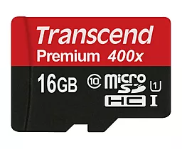 Карта памяти Transcend microSDHC 16GB Premium 400X Class 10 UHS-I U1 (TS16GUSDCU1)