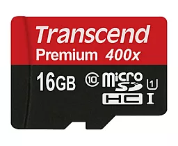 Карта пам'яті Transcend microSDHC 16GB Premium 400X Class 10 UHS-I U1 (TS16GUSDCU1) - фото Карта пам'яті Transcend microSDHC 16GB Premium 400X Class 10 UHS-I U1 (TS16GUSDCU1)