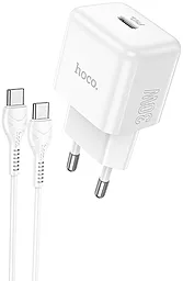 Сетевое зарядное устройство Hoco N32 Glory 30W PD USB-C + USB-C-C Cable White