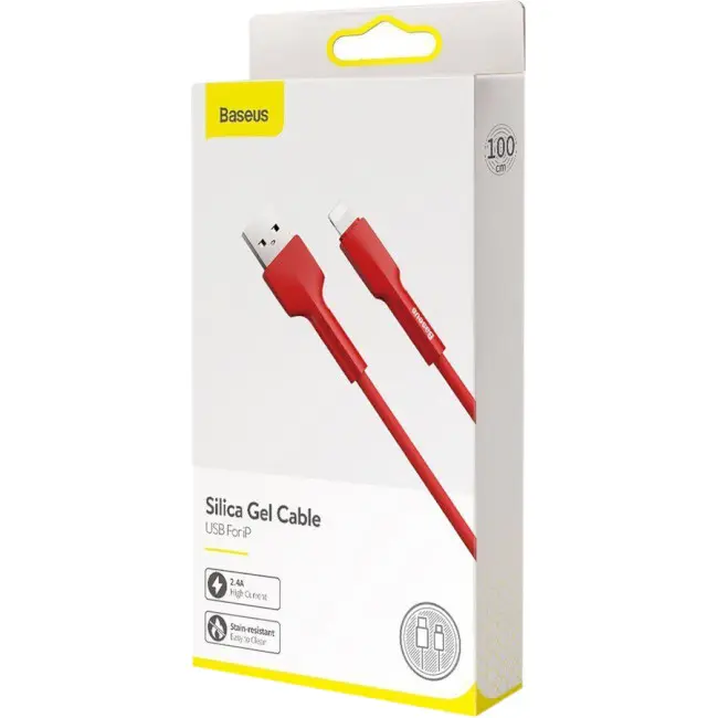 Кабель Baseus Silica USB-A - Lightning 12w 2.4a 1м cable Red (CALGJ-09) - фото 4