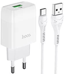 Мережевий зарядний пристрій з швидкою зарядкою Hoco C72Q 18w QC3.0 home charger + USB-C cable white