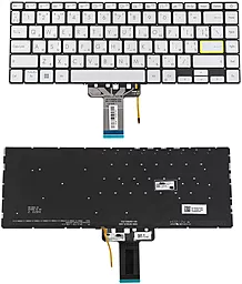 Клавиатура для ноутбука Asus X421 series с подсветкой клавиш без рамки Original Silver