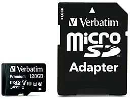 Карта памяти Verbatim microSDXC 128 GB Premium Class 10 UHS-I U1 V10 + SD-адаптер (44085)