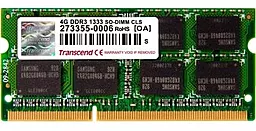 Оперативна пам'ять для ноутбука Transcend 4GB DDR3 1333 MHz (TS4GAP1333S)