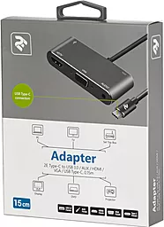 Мультипортовий Type-C хаб 2E USB-C -> VGA+HDMI+AUX+USB-C+USB-A 3.0 Black (2E-W1408) - мініатюра 3