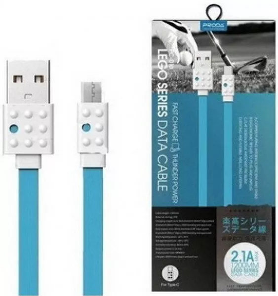 Кабель Remax Proda Lego USB-A - micro USB 10.5w 1.2м cable Blue (PC-01m) - фото 3