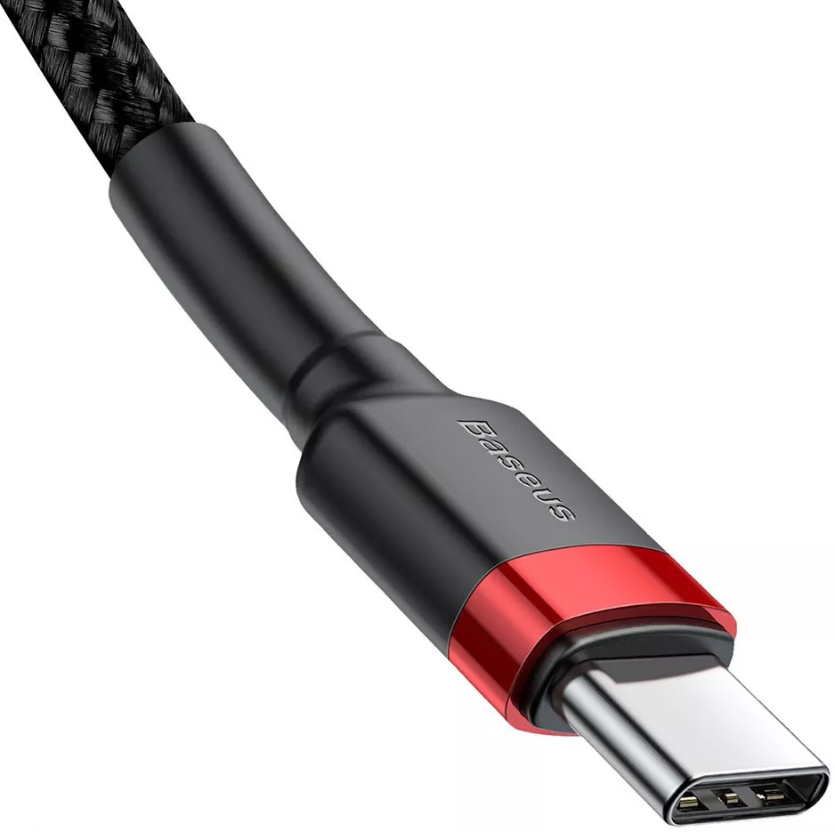 Кабель Baseus Cafule USB Type-C - Type-C 60w 3a 2м PD cable Black/Red (CATKLF-H91) - фото 4