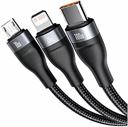 Універсальний кабель Baseus Flash 6-in-1 USB-A/Type-C to Type-C/Lightning/micro USB 100w 5a 1.2м PD сable Black (CA2T3-G1) - мініатюра 3 Універсальний кабель Baseus Flash 6-in-1 USB-A/Type-C to Type-C/Lightning/micro USB 100w 5a 1.2м PD сable Black (CA2T3-G1) - мініатюра 3