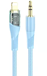 Аудио кабель Hoco UPA25 Transparent Discovery Edition Aux mini Jack 3.5mm - Lightning M/M cable 1 м blue - фото Аудио кабель Hoco UPA25 Transparent Discovery Edition Aux mini Jack 3.5mm - Lightning M/M cable 1 м blue