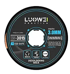 Лента-оплетка (для снятия припоя) Luowei LW-3015 3.0 мм / 1.5 м на катушке - фото Лента-оплетка (для снятия припоя) Luowei LW-3015 3.0 мм / 1.5 м на катушке