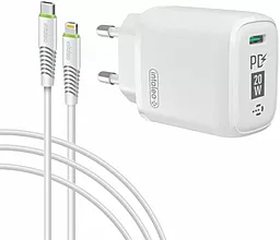 Сетевое зарядное устройство с быстрой зарядкой Intaleo CCGQPD120L 20w PD USB-C home charger + USB-C to Lightning cable white (1283126510007) - фото Сетевое зарядное устройство с быстрой зарядкой Intaleo CCGQPD120L 20w PD USB-C home charger + USB-C to Lightning cable white (1283126510007)