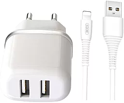 Сетевое зарядное устройство XO L69 2.4a 2xUSB-A ports charger + Lightning cable white - фото Сетевое зарядное устройство XO L69 2.4a 2xUSB-A ports charger + Lightning cable white