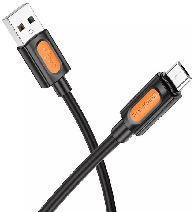 Кабель Borofone BX114 Structure USB-A - micro USB 12w 2.4a 1м cable Black - фото 3