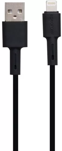 Кабель Borofone BX31 Silicone USB-A - Lightning 12w 2.4a 1м cable Black - фото 1