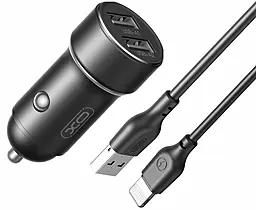 Автомобільний зарядний пристрій XO CC53 2.4a 2xUSB-A ports car charger + Lightning cable black - фото Автомобільний зарядний пристрій XO CC53 2.4a 2xUSB-A ports car charger + Lightning cable black