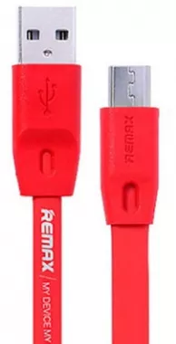 Кабель Remax Full Speed USB-A - micro USB 12w 2.4a 1м cable Red (RC-001m) - фото 1