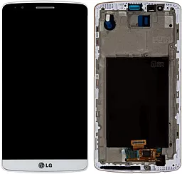 Дисплей LG G3 (D850, D851, D855, D856, D858, D859, LS990, VS985) з тачскріном і рамкою, оригінал, White