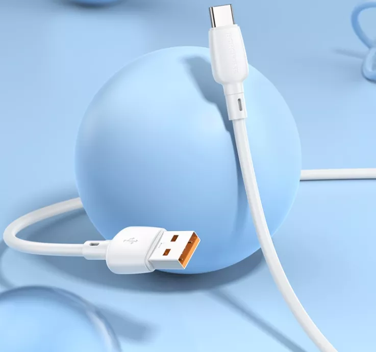 Кабель Borofone BX93 USB-A - Type-C 27w 3a 1м cable White - фото 4