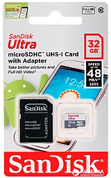 Карта пам'яті SanDisk microSDHC 32GB Ultra Class 10 UHS-I + SD-адаптер (SDSQUNS-032G-GN3MA) - мініатюра 3