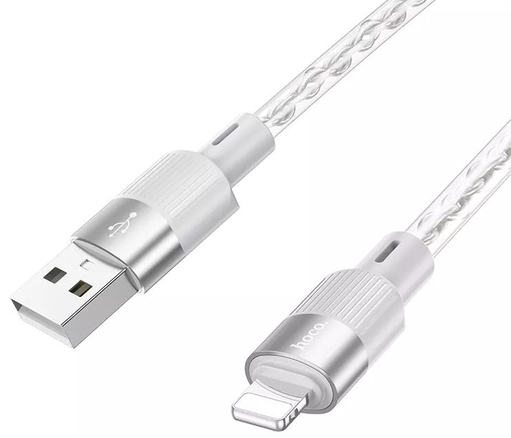 Кабель Hoco X99 Crystal Junction USB-A - Lightning 12w 2.4a 1м cable Gray - фото 3