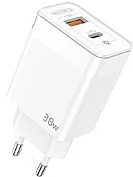 Сетевое зарядное устройство Jellico C122 38W PD/QC USB-A-C white