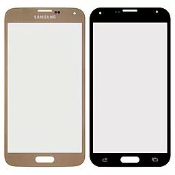 Корпусное стекло дисплея Samsung Galaxy S5 G900F, G900M, G900T, G900K, G900S, G900I, G900A, G900W8, G900L, G900H оригинал, Gold