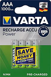 Аккумулятор Varta AAA (R03) Rechargeable Accu Power (1000mAh) Ni-MH 4шт (05703301404) - фото Аккумулятор Varta AAA (R03) Rechargeable Accu Power (1000mAh) Ni-MH 4шт (05703301404)